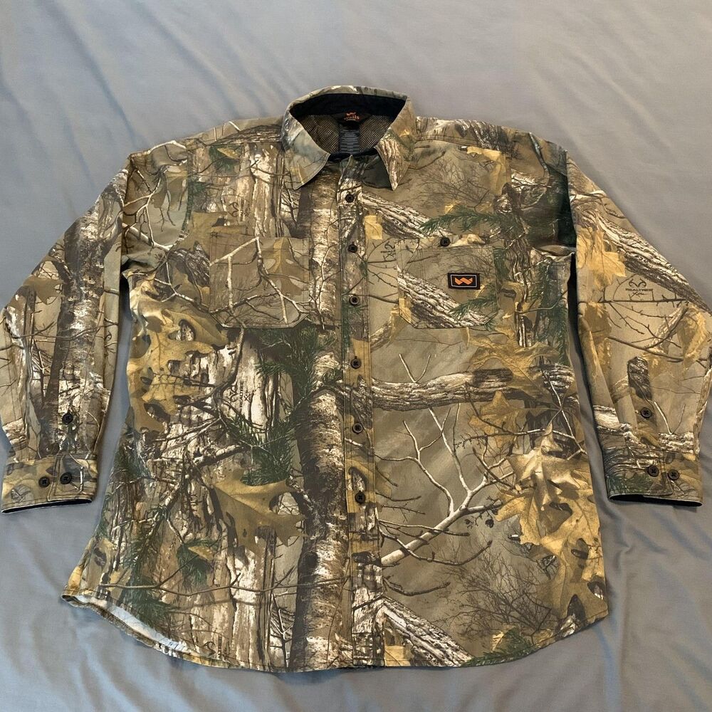 Walls Shirt Mens Extra Large Camo Realtree‎ Xtra Hunting Long Sleeve Vented